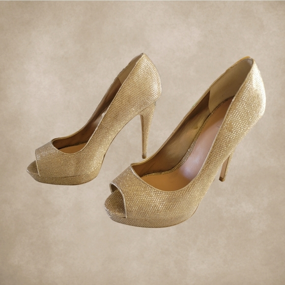 ALDO Gold Sparkle Glitter Heels - Picture 3 of 7